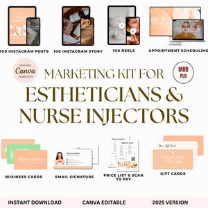 Marketing Kit for Estheticians & Nurse Injectors, Esthetician Instagram Templates, Dermatology Instagram Post,Esthetician Canva Post MRR PLR