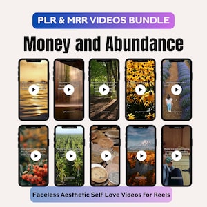 MRR Geld und Überfluss Videos Bundle, Faceless Marketing Instagram Reels PLR Video Master Resell Right Meditation, Mindfulness