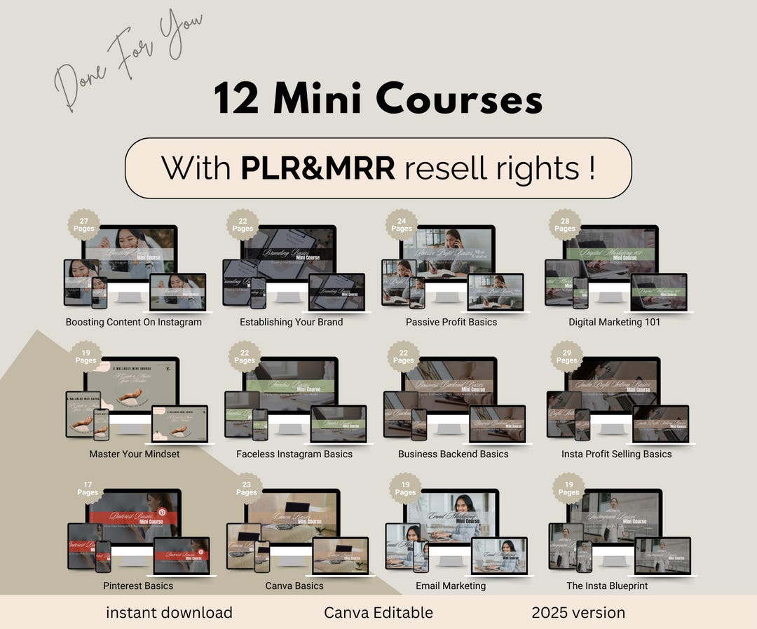 Digital Marketing Course Bundle MRR PLR Resell Rights Instagram Courses Digital Business,P