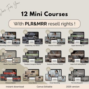 Digital Marketing Course Bundle MRR PLR Resell Rights Instagram Courses Digital Business,PLR Digital Product Make Money Online Audio Courses