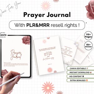 PLR MRR Bönejournal Digital Planner Kommersiell användning Utskrivbar och Canva Redigerbar, Bibeljournal Andaktsjournal Skrift