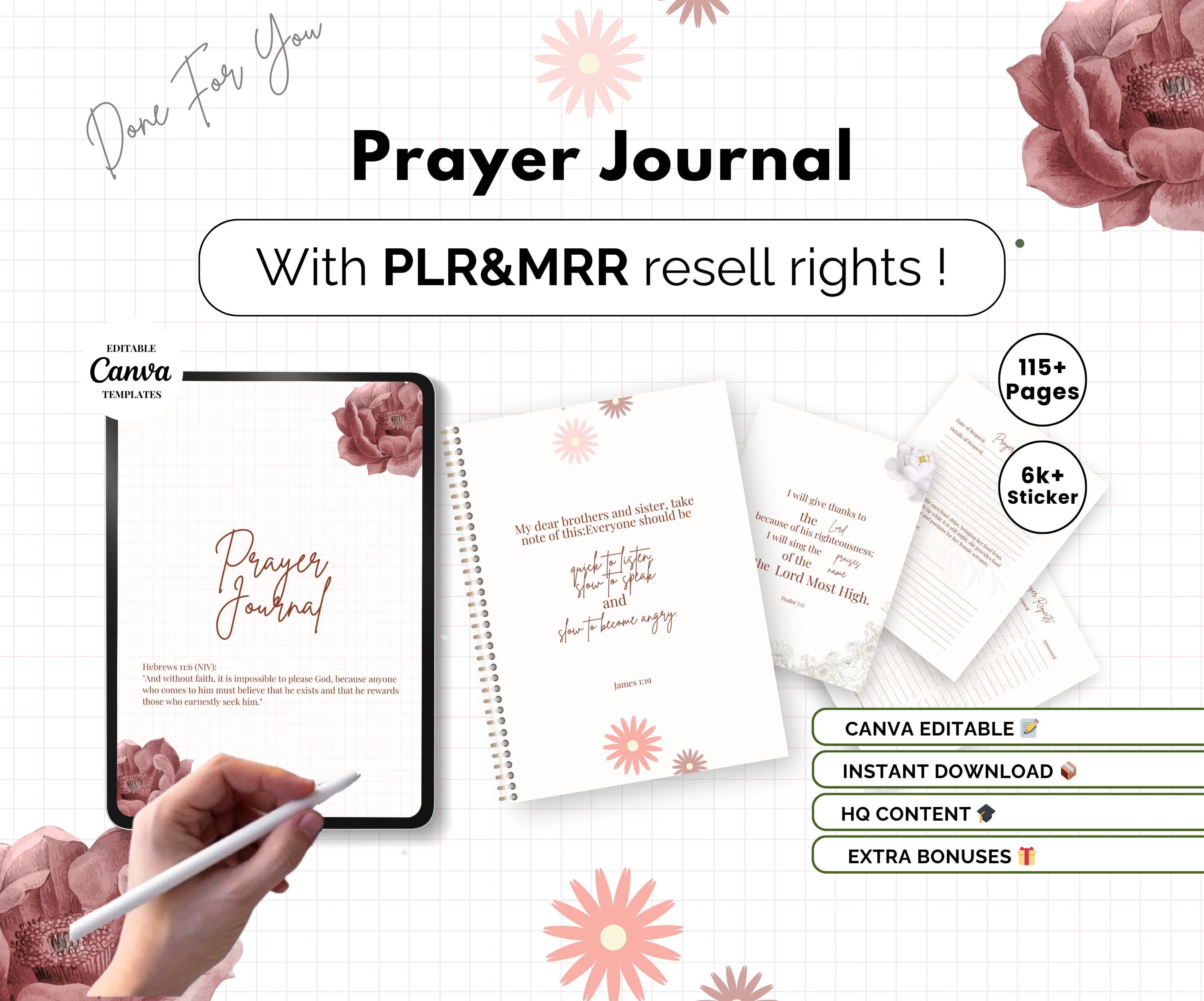 PLR MRR Prayer Journal Digital Planner Commercial Use Printable and ...