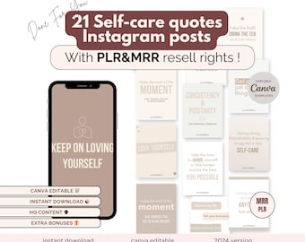 21 Self-care quotes Instagram posts | Ebooks | Self-Improvement | Bundle Commercial Use | MRR | PLR | Master Resell Rights