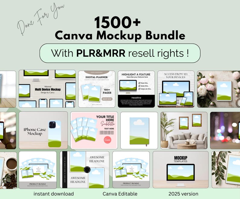Digital Top Sellers PLR MRR Canva Mockup Template Bundle Digital ...