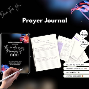 KDP Interior Prayer Commercial Use Printable Journal Digital Planner, Bible Journal Devotional Journal Scripture Bible Study Journal Prayer