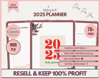 PLR 2025 Planner, PLR Planners, MRR Digital Planner, Plr Journal, Plr Digital Product, Dfy Content, Plr Notebook, Mrr Digital Products