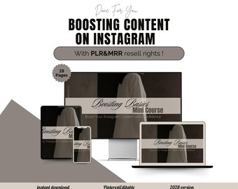 MRR PLR Boosting Content On Instagram Mini Marketing Course Bundle MRR plr Resell Rights Instagram Courses Digital Business mrr Digital