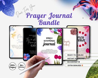 Printable Journal Digital Planner Bible Study Journal Prayer KDP Interior Prayer Commercial Use, Bible Journal Devotional Journal Scripture