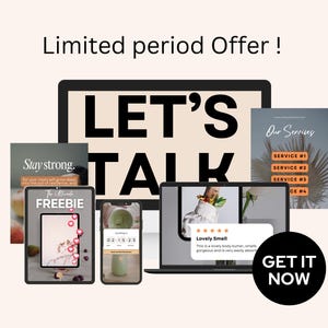 May include: A promotional image with the text "LET'S TALK" in large black letters. The image includes a tablet, phone, and laptop displaying various content, along with the text "GET IT NOW" in a black circle. The phrase "Limited period Offer!" is at the top.