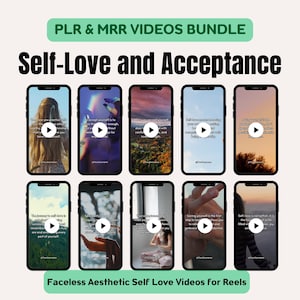 MRR Selbstliebe- und Akzeptanzvideos bündeln, Gesichtsloses Marketing Instagram Reels PLR Video Master Resell Right Meditation, Mindfulness