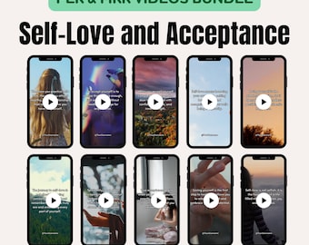 MRR Self Love & Acceptance Videos Bundle, Faceless Marketing Instagram Reels PLR Video Master Resell Right Meditation, Mindfulness