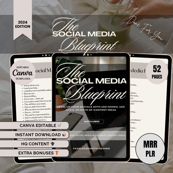 PLR Ebook PLR Digital Product Master Resell Rights Ebook Digital Marketing MRR Template The Social Media Blueprint Resell rights