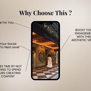 Pode incluir: A tela de um telefone mostrando um v&iacute;deo de uma pessoa entrando em um pr&eacute;dio com um piso xadrez. O texto "THE SHOPS AT" &eacute; vis&iacute;vel acima da entrada. O texto "BOOST YOUR ENGAGEMENT WITH THESE AESTHETIC VIDEOS" &eacute; vis&iacute;vel do lado direito da tela.