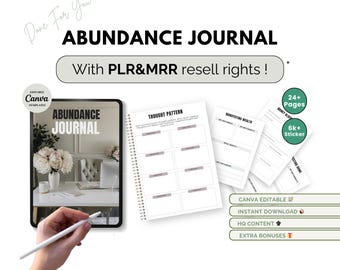PLR / Resell Abundance Journal, Business Coaching Workbook Template, Done For You Content, Career, Personal Development