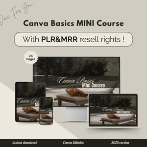 MRR PLR Digital Canva Basics Marketing Course Bundle MRR plr Resell Rights Instagram Courses Digital Business mrr Digital Product  Course