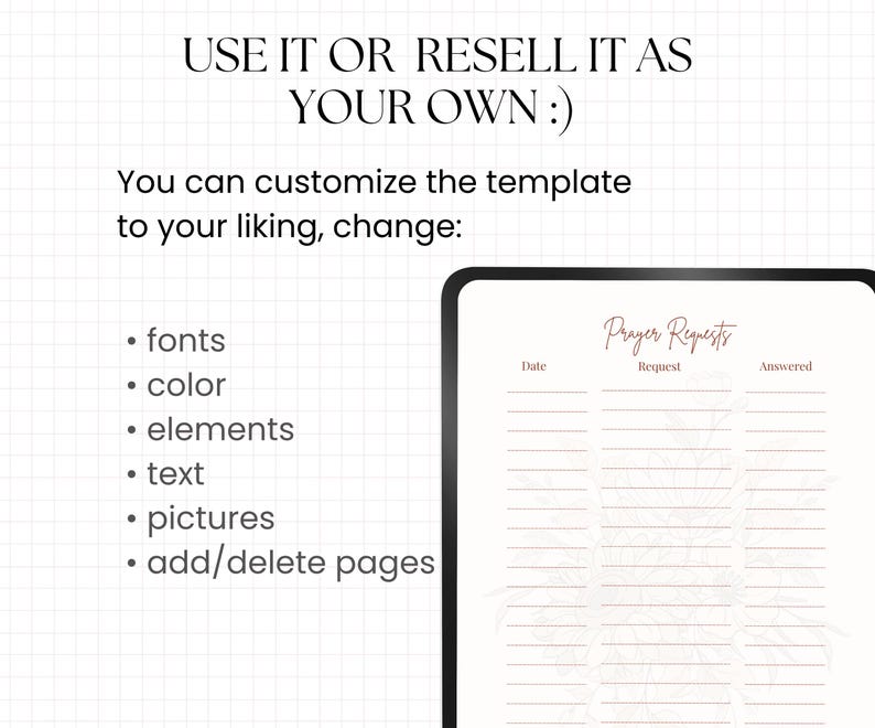 PLR MRR Prayer Journal Digital Planner Commercial Use Printable and ...