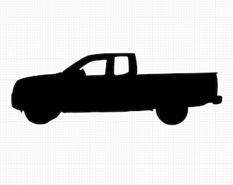 May include: A black silhouette of a pickup truck with a single cab and a long bed.