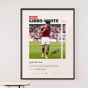 Nottingham Forest Morgan Gibbs-White Print Wandkunst, Wald Poster, Fußball Fan Geschenkidee