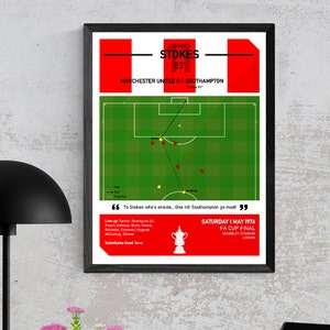 Bobby Stokes Goal Moment Wall Art, Poster Print, Iconic FA Cup Winning Goal, Southampton Fan Gift Present Idea