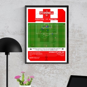 Jack O&#39;Connell, Sheffield United Goal Moment Wall Art, Poster Print, Championship to Premier League, Sheff Utd Gift Present Idea