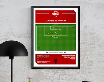 Divock Origi Goal Moment Wall Art, Poster Print, Iconic Champions League Goal, Liverpool Fan Gift Present Idea