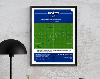 Kai Havertz Goal Moment Wall Art, Poster Print, Champions League Winning Goal, Chelsea Fan Gift Present Idea