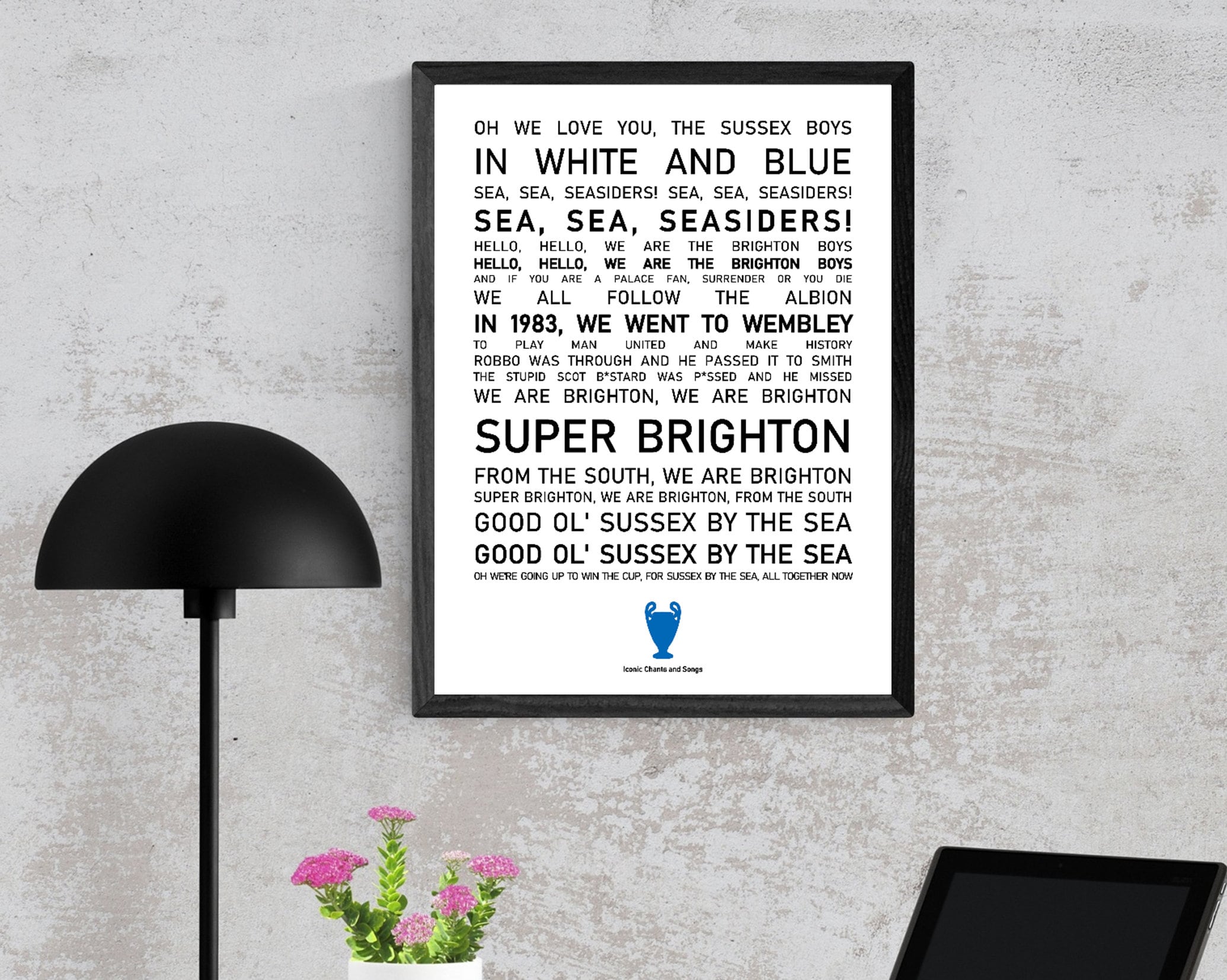 Brighton & Hove Albion Poster Wall Art, Iconic Chants and Songs