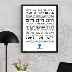 Coventry City Poster Wall Art, Iconic Chants and Songs, Coventry Fan Present Idea, Coventry City Home Decor