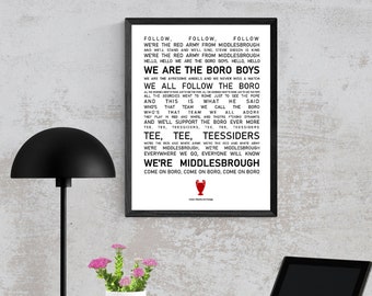 Middlesbrough Poster Wall Art, Iconic Chants and Songs, Middlesbrough Fan Present Idea, Middlesbrough Home Decor, Boro