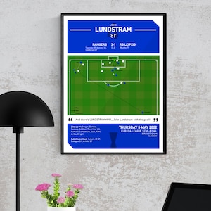 John Lundstram, Rangers Goal Moment Wall Art, Poster Print, Europa League Semi-Final, Rangers Gift Present Idea