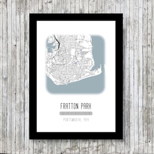 Portsmouth Stadium, Fratton Park Poster Wall Art, Illustrated Map Print, Pompey Fan Present Idea