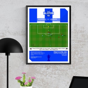 Alston, Kilmarnock Goal Moment Wall Art, Poster Print, Scottish Championship Winners, Kilmarnock Fan Gift Present Idea