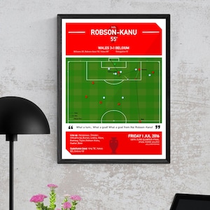 Robson-Kanu Goal Moment Wall Art, Poster Print, Wales Euro 2016 vs. Belgium, Wales Fan Gift Present Idea