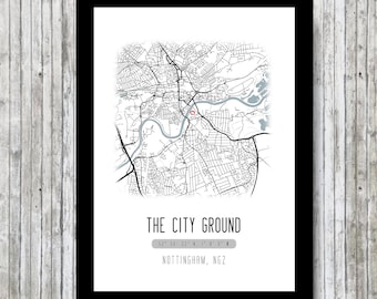 Nottingham Forest Stadium, The City Ground Stadium, Poster Wall Art, Illustrated Map Print, Forest Fan Present Idea