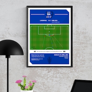 Demba Ba Goal Moment Wall Art, Poster Print, Premier League 2014, Chelsea Fan Gift Present Idea