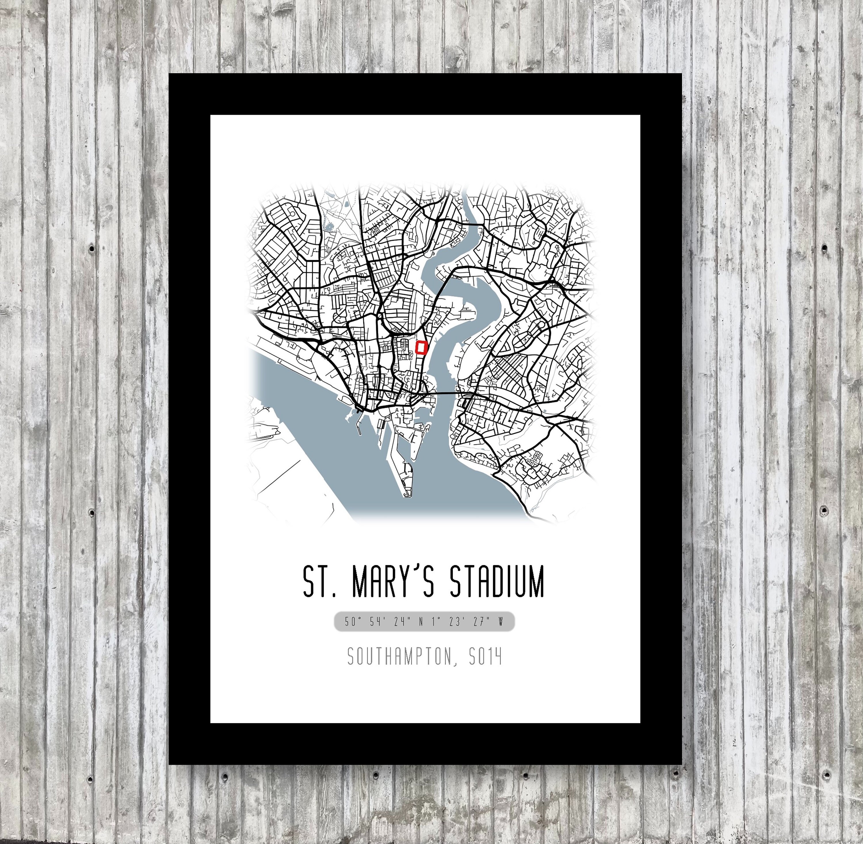 Southampton Stadium, St. Mary's Poster Wall Art, Illustrated Map Print, Saints Fan Present Idea