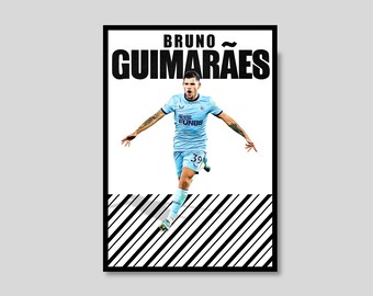 Bruno Guimaraes Print Wall Art, Newcastle United Poster, Newcastle Fan Gift Present Idea, Toon Home Decor