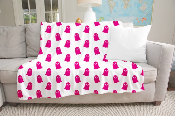 Hot Pink (or any color of your choosing) Ghost Halloween Throw Blanket