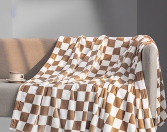 Light Brown Checkered Blanket