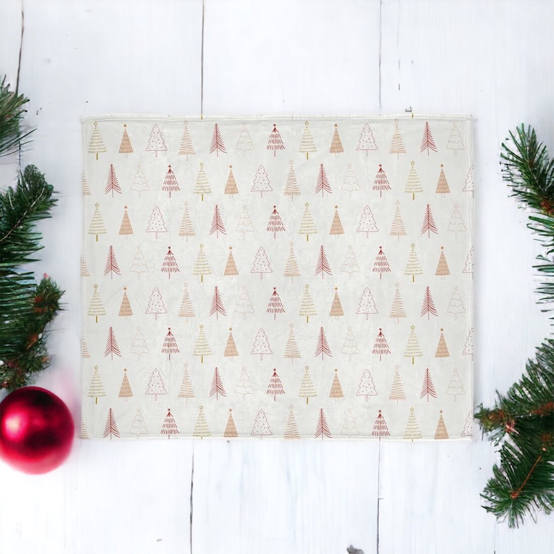 Red Boho Christmas Trees Blanket Christmas Blanket Home Etsy