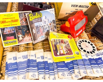 Lote de carretes de proyector View-Master vintage de Disney Barbie Sawyers 3D