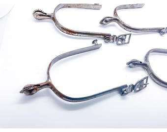 Vintage Cowboy Boot Spurs Set Western Riding Spurs Steel Rowel Ranch Rodeo Gear