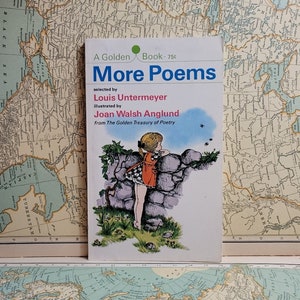 Vintage Paperback - A Golden Book More Poems Louis Untermeyer and Joan Walsh Anglund 1970 Golden Press treasury of poetry