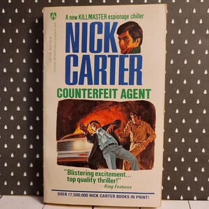 Vintage Paperback Nick Carter "Counterfeit Agent" A New Killmaster Espionage Chiller 1975 1st Award Edition