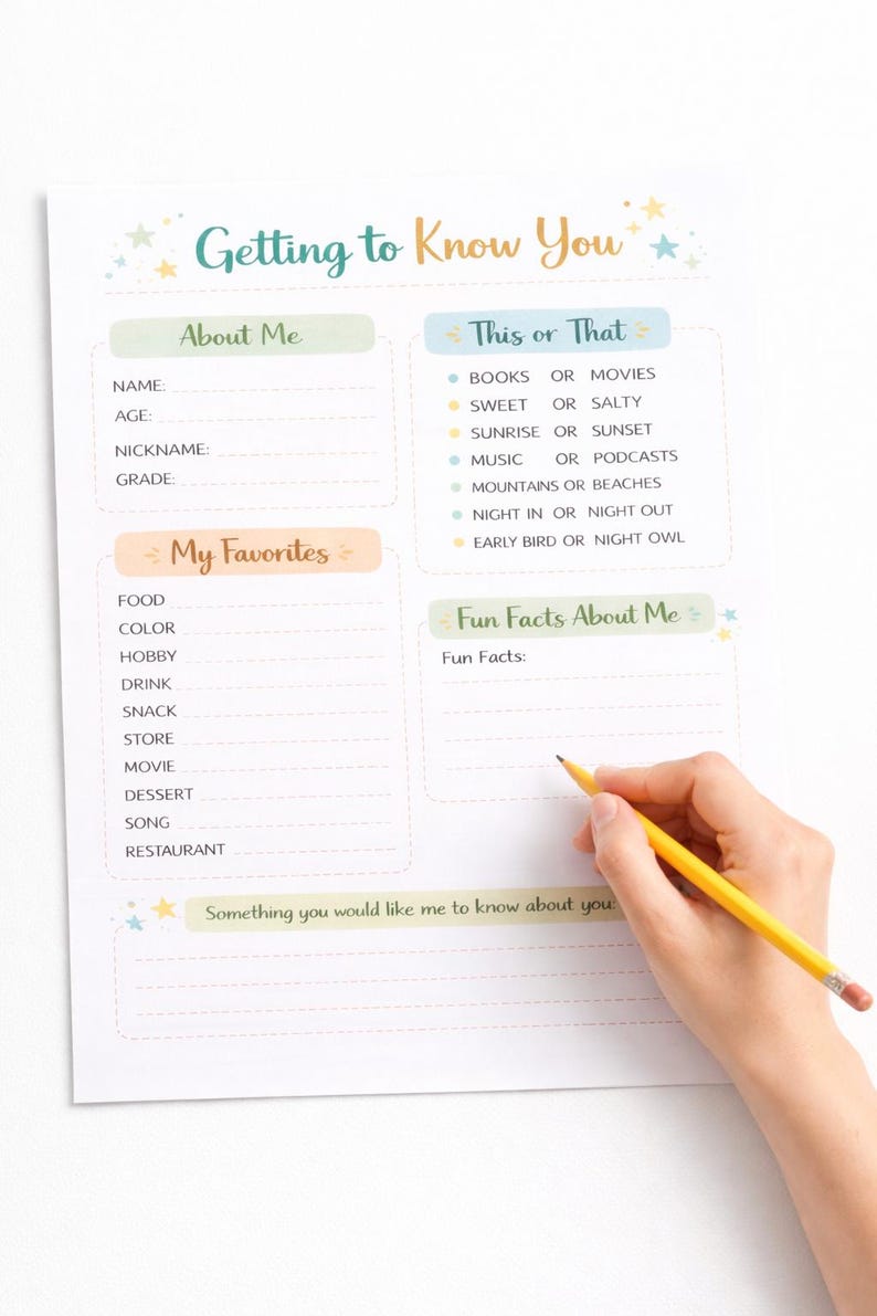 Getting to Know You Printable, Get to Know You Sheet, Get to Know You ...
