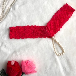 Plus Size Only Boudoir Hawaiian Flower Pearl Red Bra & Panty Set Size 40C  Bra and Size 2x Panty