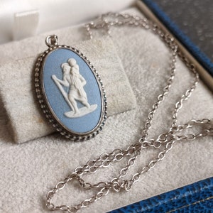 Wedgwood St Christopher Silver Jasperware Pendant Chain Necklace, London 1979