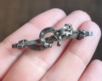 Spilla a ferro di cavallo in argento sterling 925 di Adie & Lovekin, Birmingham 1891, 3,6 g