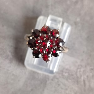 アンティーク ボヘミアン ガーネット リング ブローチ ネックレス セット ヴィンテージ チェコ ARTIA 800 シルバー ボヘミアン ガーネット