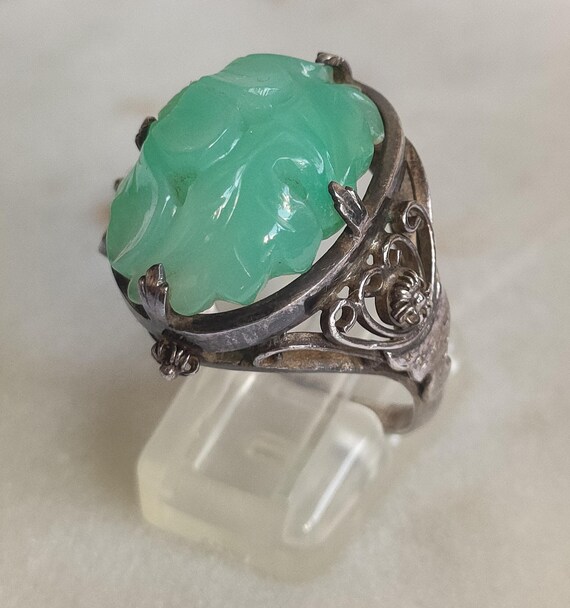 Bague Vintage En Argent Filigrane Et Vermeil Chinois - Taille 56 Ajustable - En Très Bon état